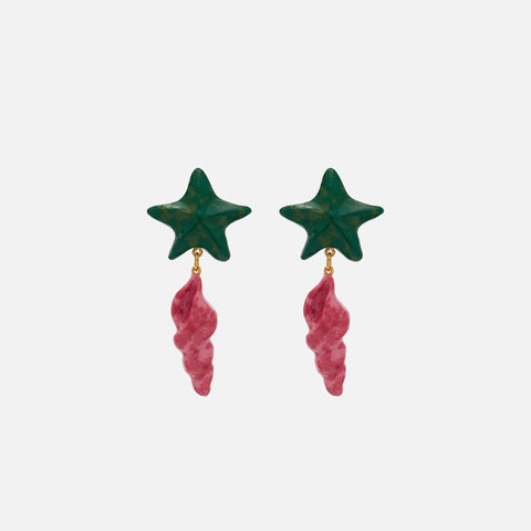 Saint Laurent Resin Star Shell Earrings - Pink
