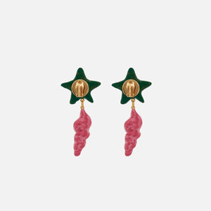 Saint Laurent Resin Star Shell Earrings - Pink