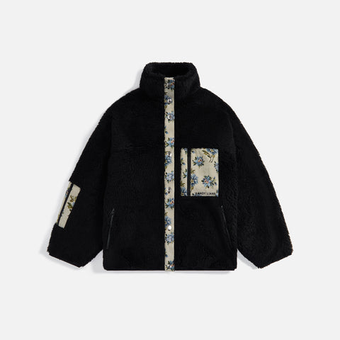 Sandy Liang Box Box Fleece with Blue Jacquard - Black