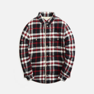 Saint Laurent Oversized Western Shirt Faux Shearling - Red / Black