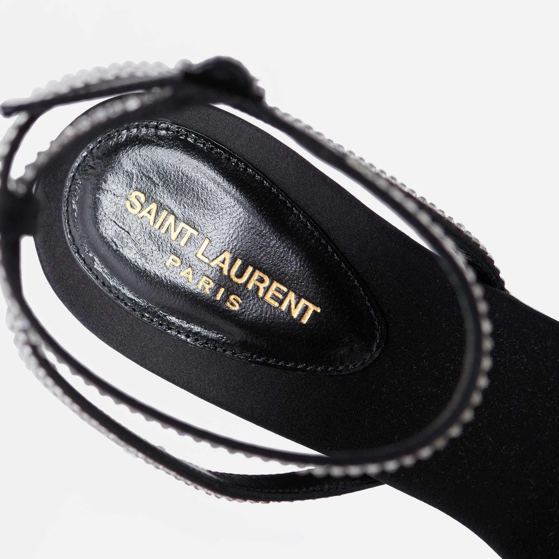 Saint Laurent Gippy 90 T.Steig Sandal - Nero / Crystal