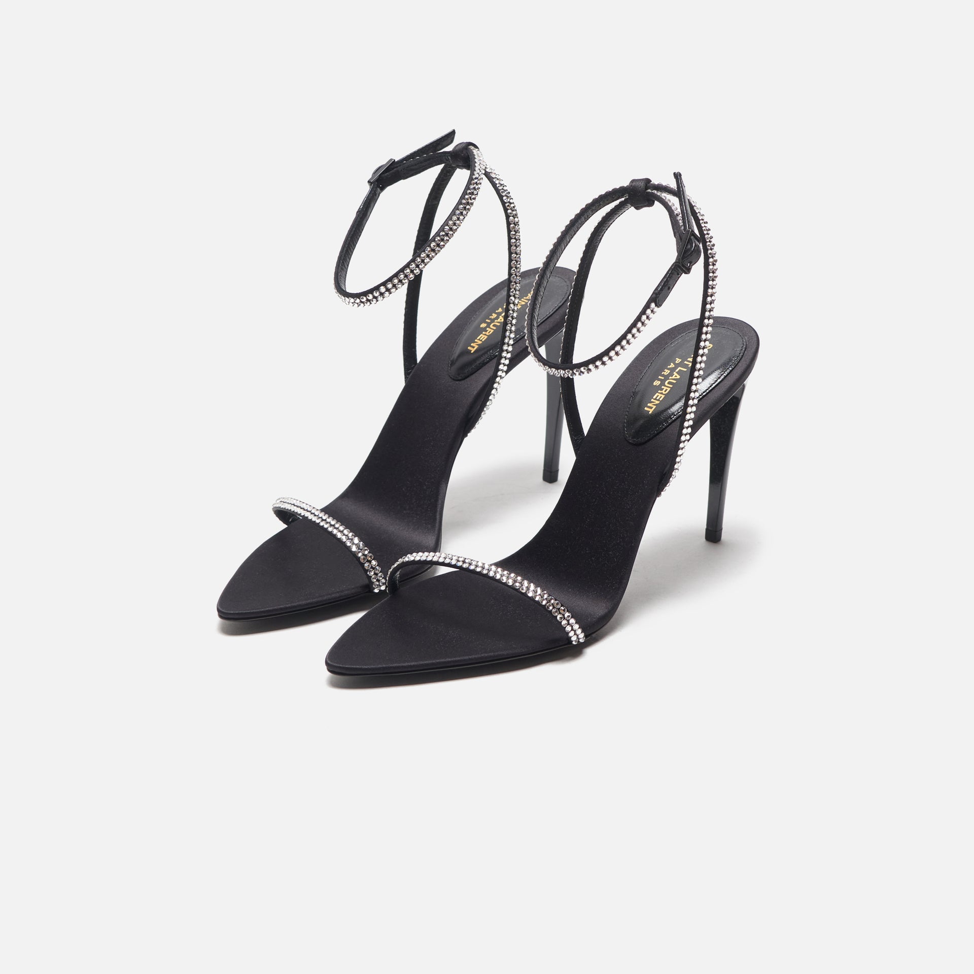 Saint Laurent Gippy 90 T.Steig Sandal - Nero / Crystal