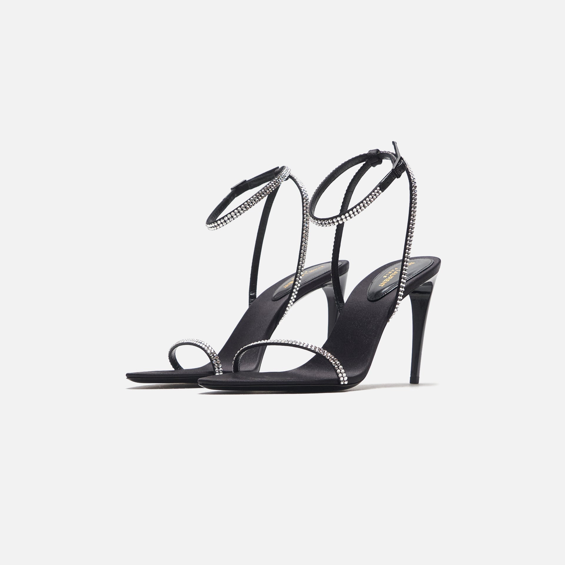 Saint Laurent Gippy 90 T.Steig Sandal - Nero / Crystal