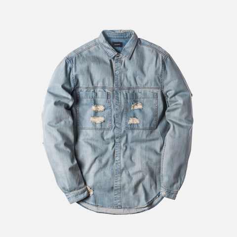 Stampd Distressed Against Denim Shirt - Washed Indigo