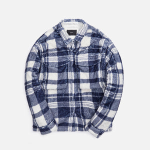 Stampd Cropped Plaid Sherpa Button Down - Blue