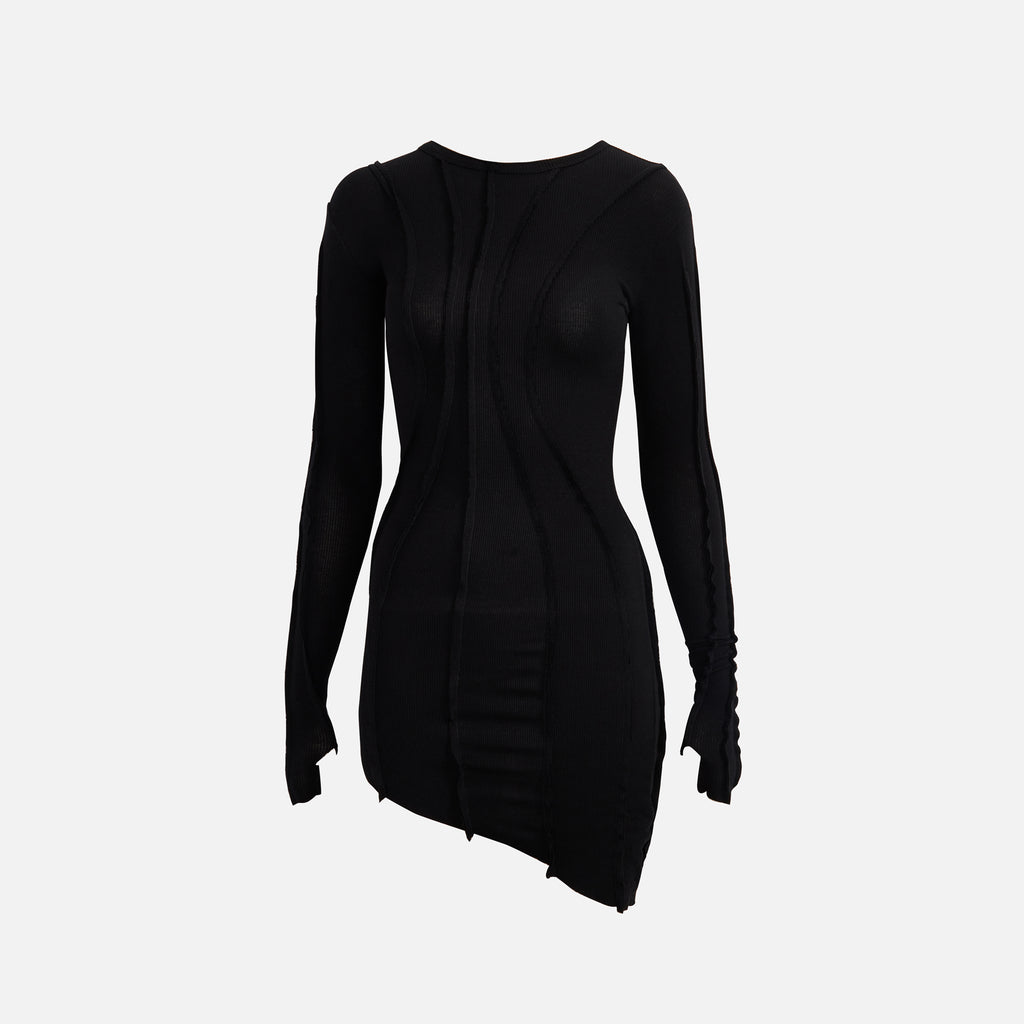 Sami Miro Asymetric Dress Babyrib - Black – Kith