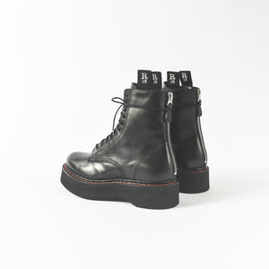 R13 Single Stacked Lace-Up Boot - Black