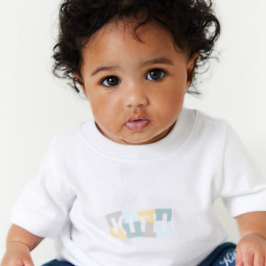 UrlfreezeShops Kids Baby Collage Classic Logo Tee - White