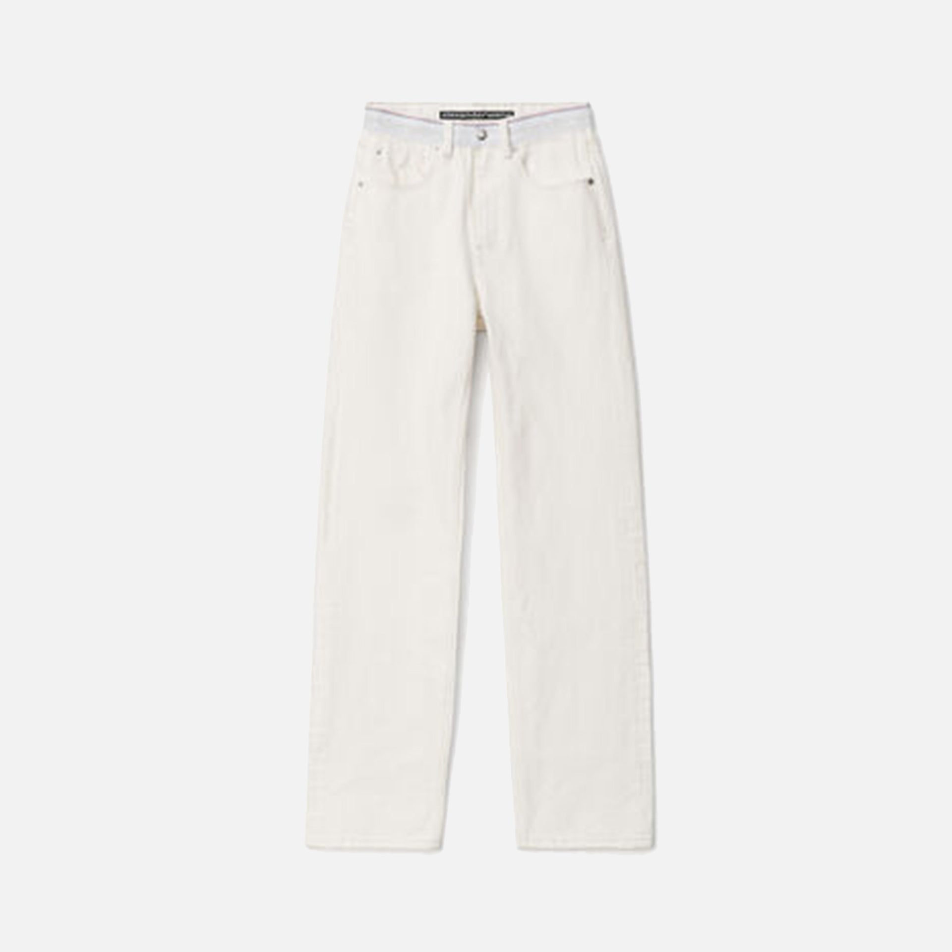 T by Alexander Wang Logo Webbing Mid Rise Relaxed Straight Jean - White