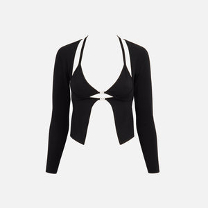 Alexander Wang Twinset Hybrid Bikini Cardigan with Crystal Logo - Black