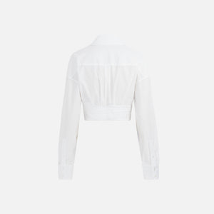 Alexander Wang Draped Cropped Shirt with Placket Detail - White