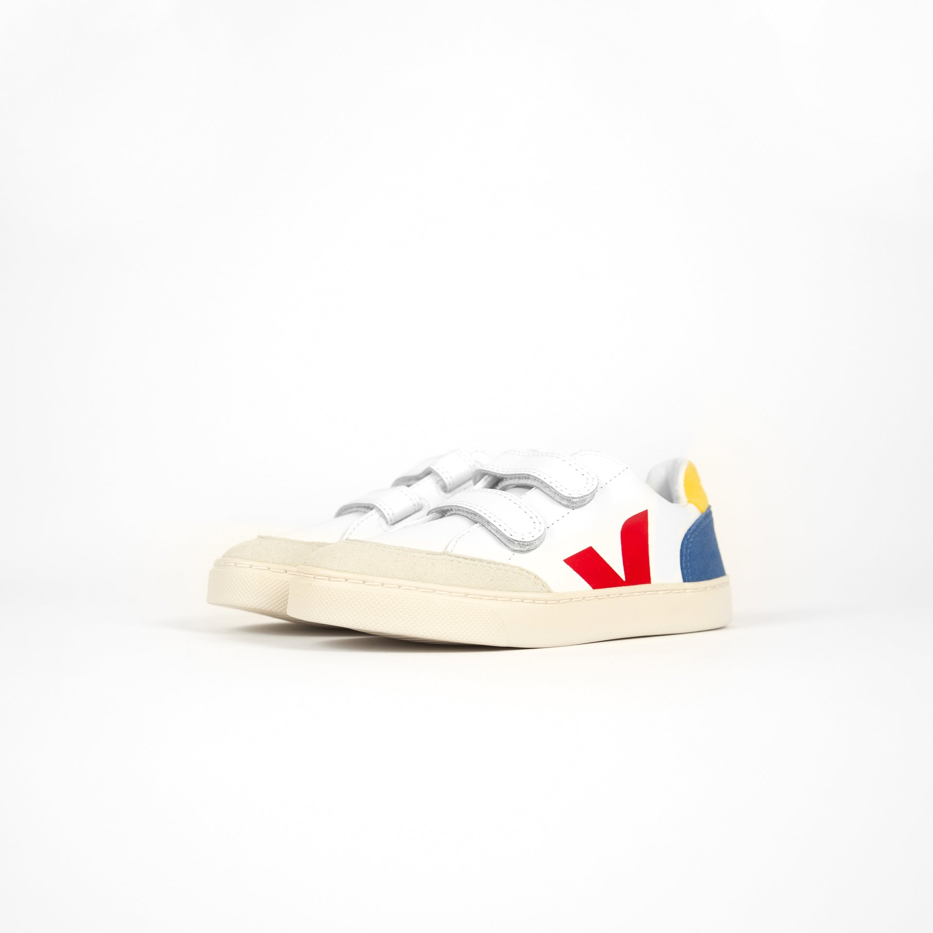 Veja Toddler V-12 Leather - Extra White /Multicolor / Indigo