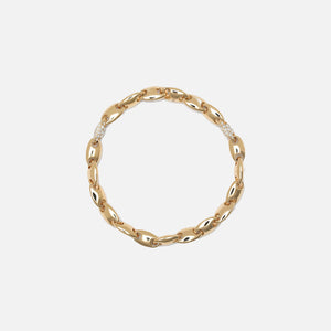 Maor Neo 7MM Bracelet in Yellow Gold and White Diamonds - Gold