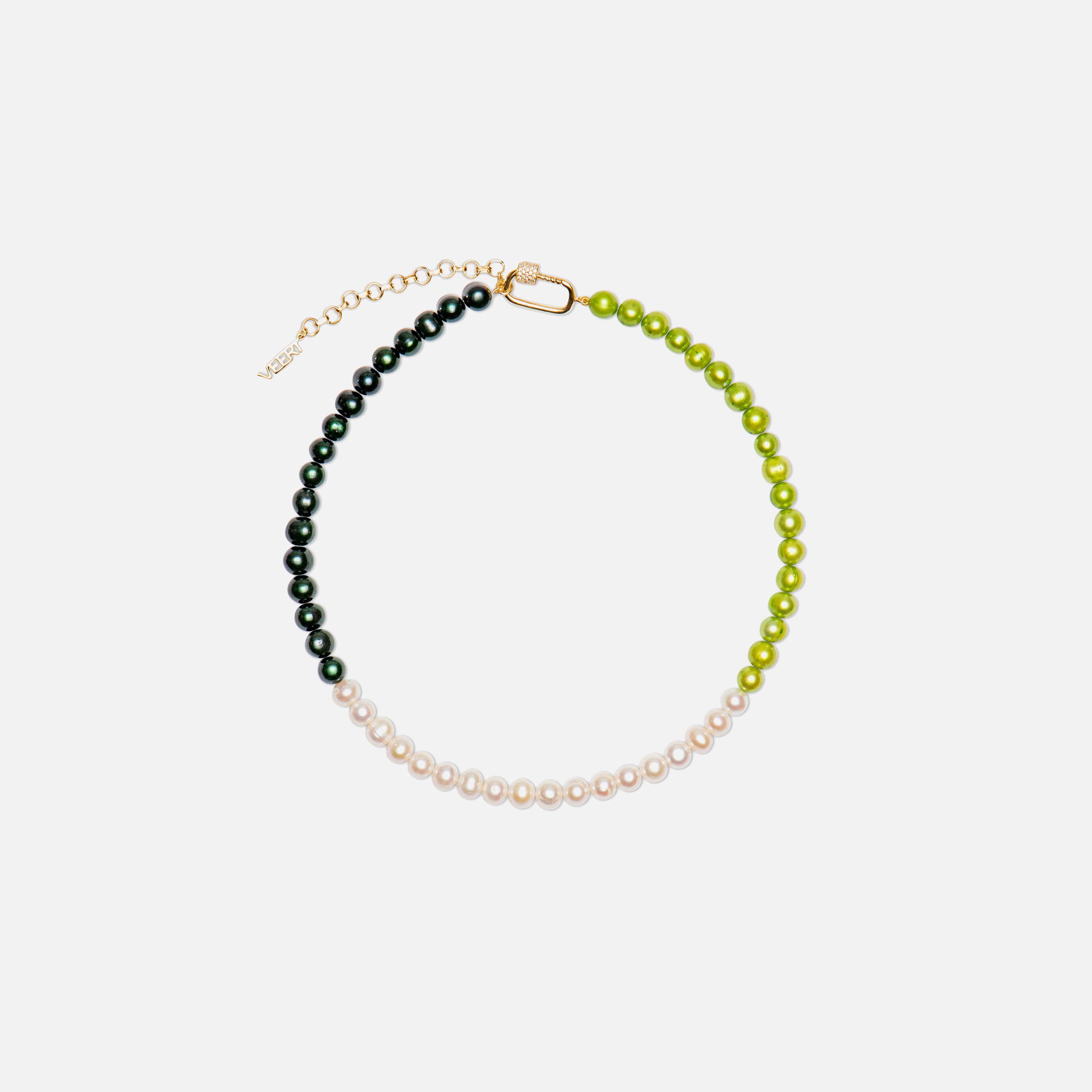 VEERT The Chunk Multi Green Freshwater Pearl Necklace - Yellow