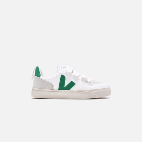 Veja Small Toddler V-10 Velcro - White / Emeraude