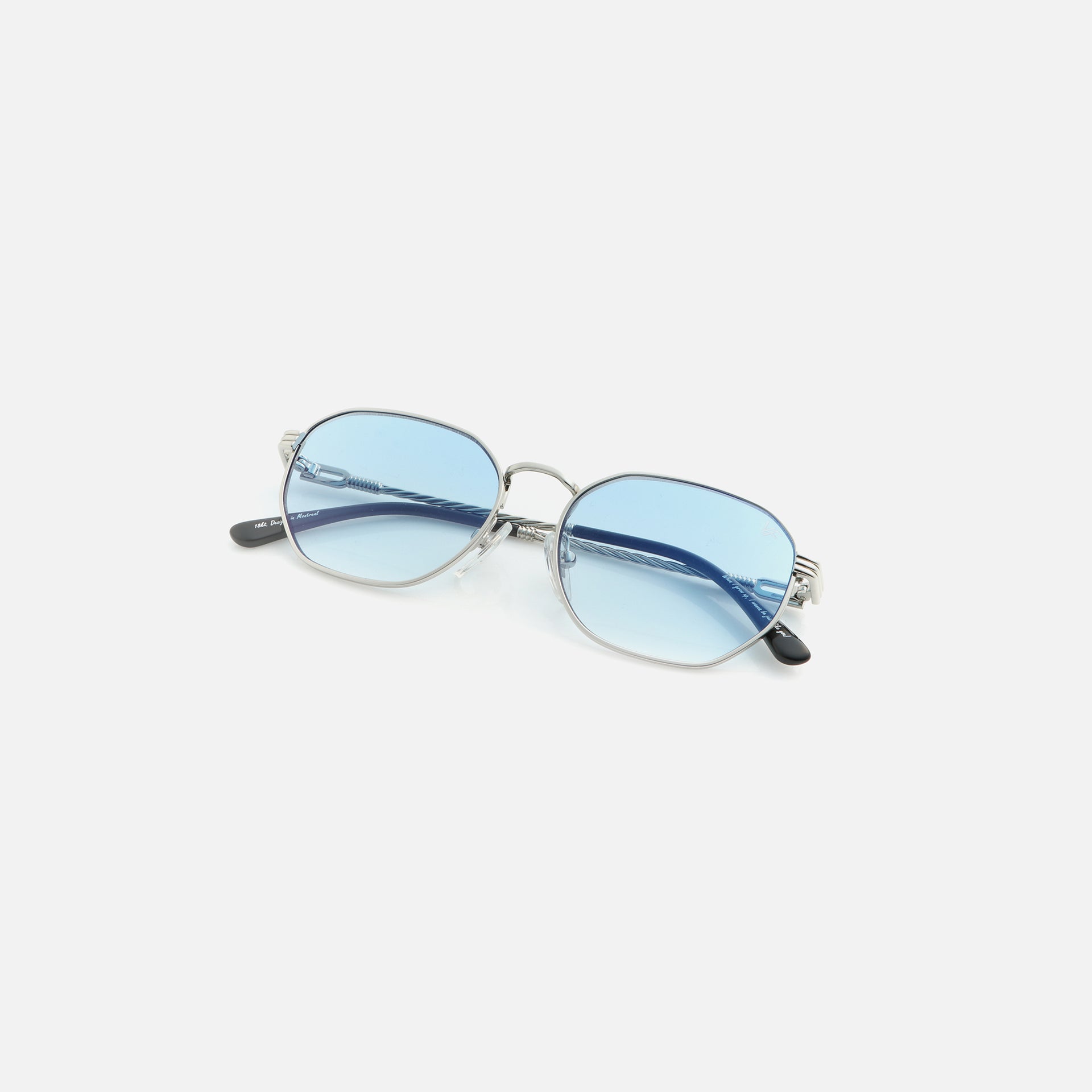 Vintage Frames Kids Detroit Player 18KT White Gold Sunglasses - Tiffany Blue