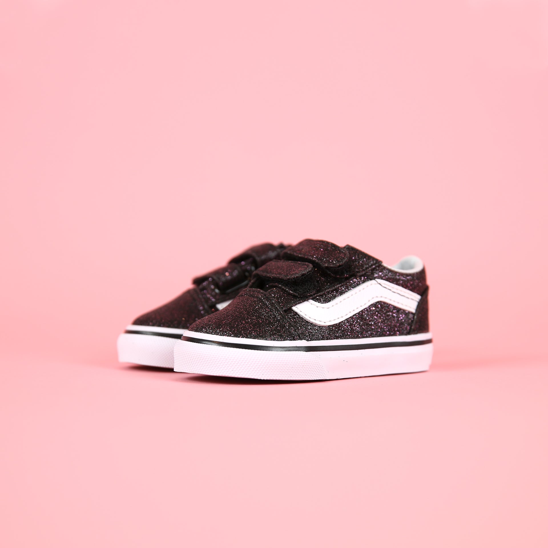 Vans Toddler Old Skool V Glitter Stars - Black / True White