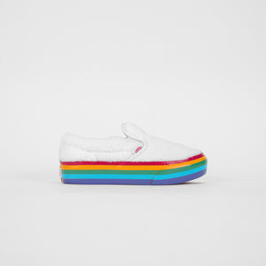 Vans Kids Classic Slip-On Platform - Rainbow / True White