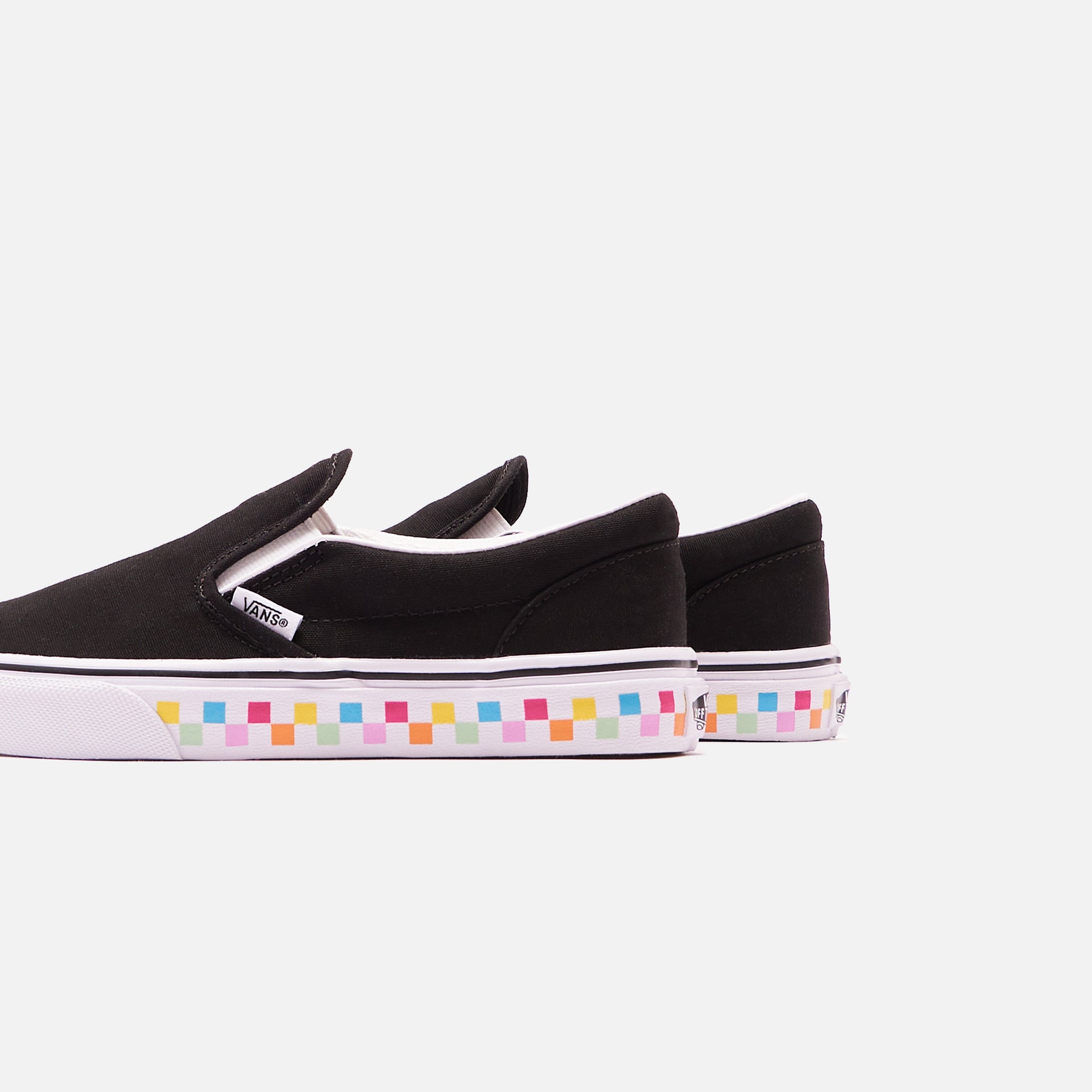 Vans Grade School Classic Slip-On Checkerboard - Rainbow / Black