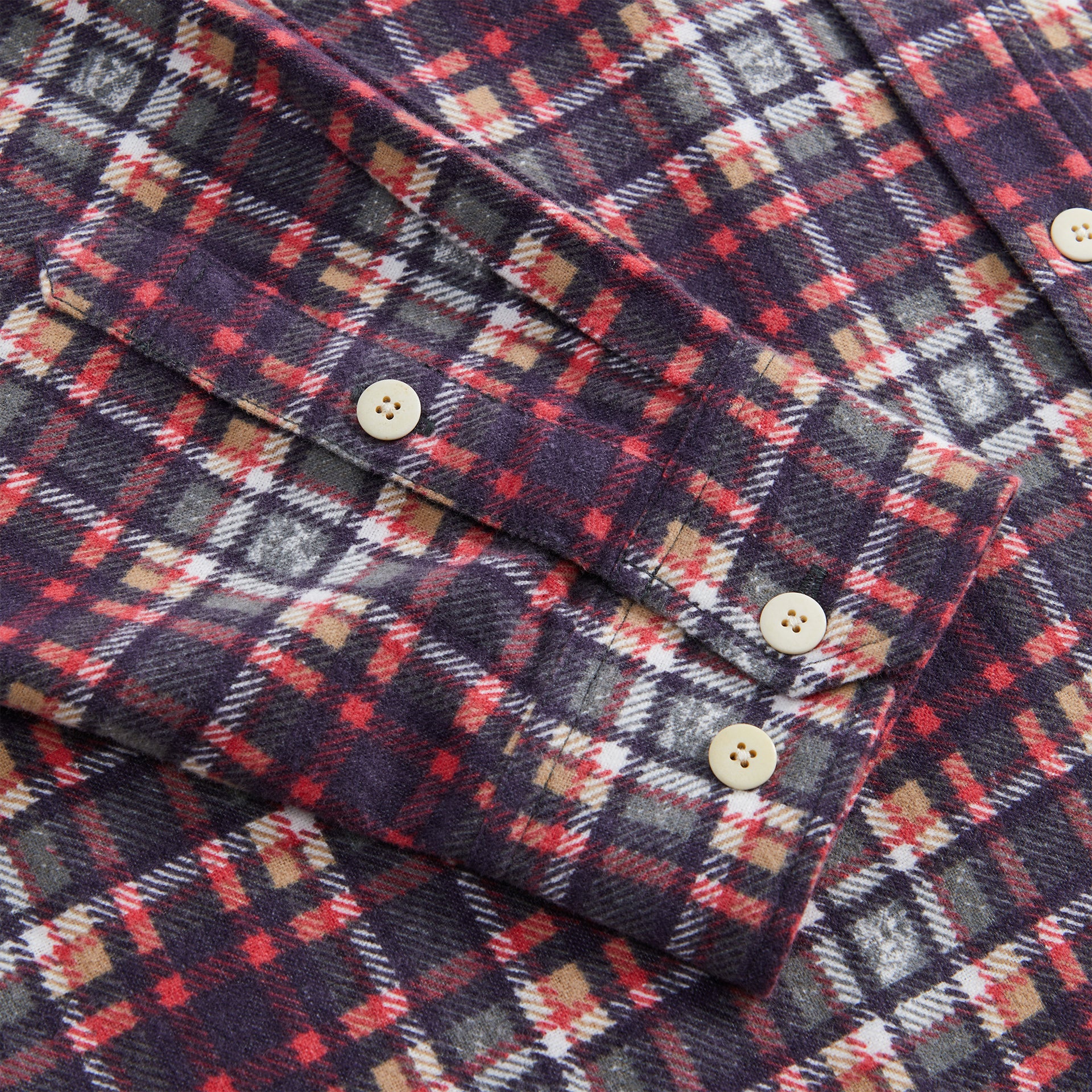 Visvim Pioneer Khaki Check Long Sleeve Shirt - Red