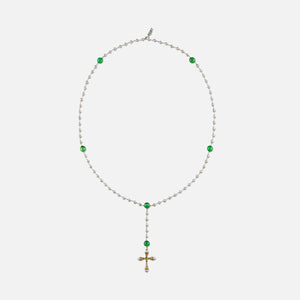 VEERT Freshwater Pearl Green Onyx Rosary Necklace - Green