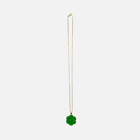 VEERT Enamel Flower Pendant w/ Chain - Green