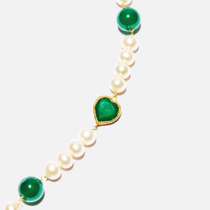 VEERT Onyx Freshwater Pearl Necklace - Green