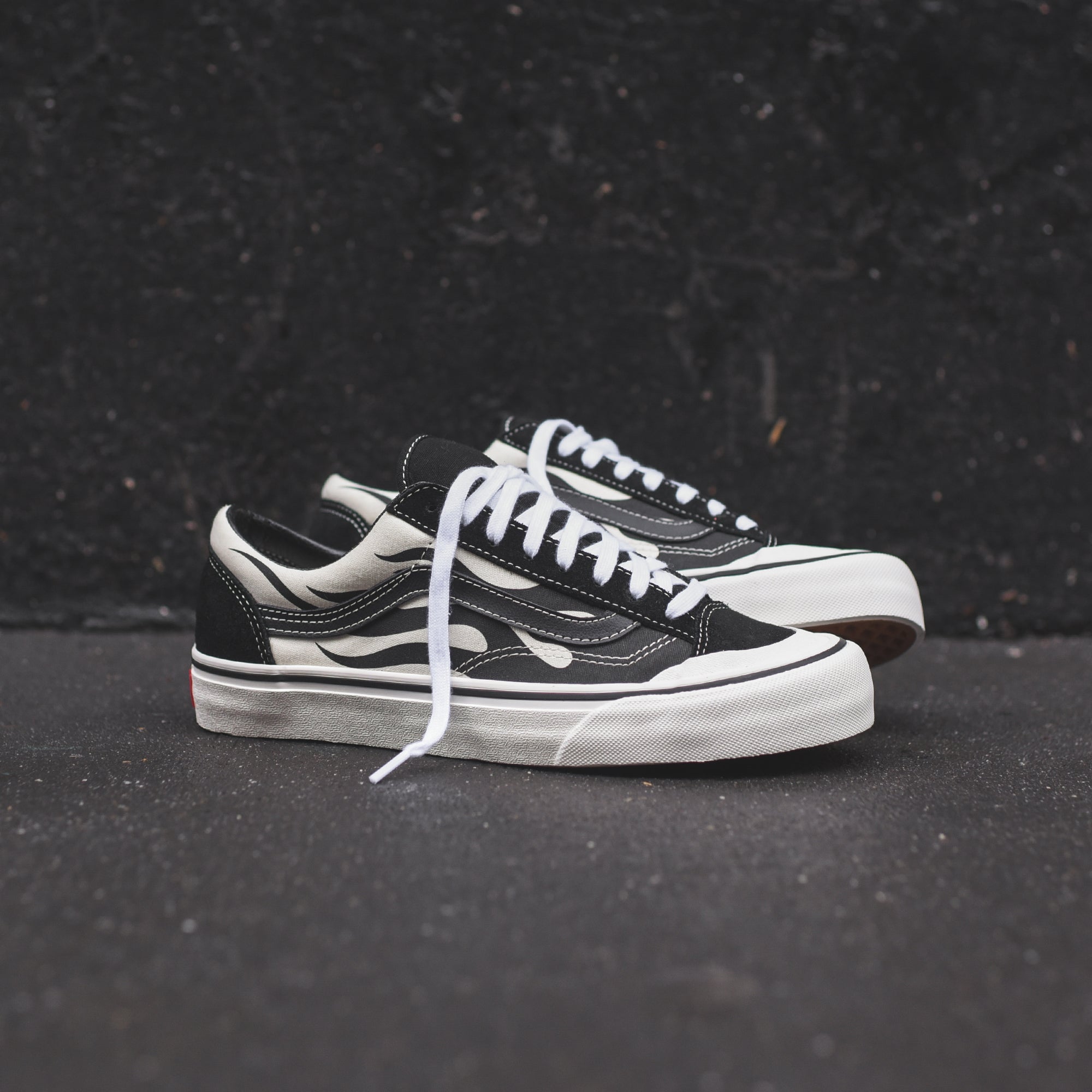 Vans style 36 sf flame black & white skate shoes cheap