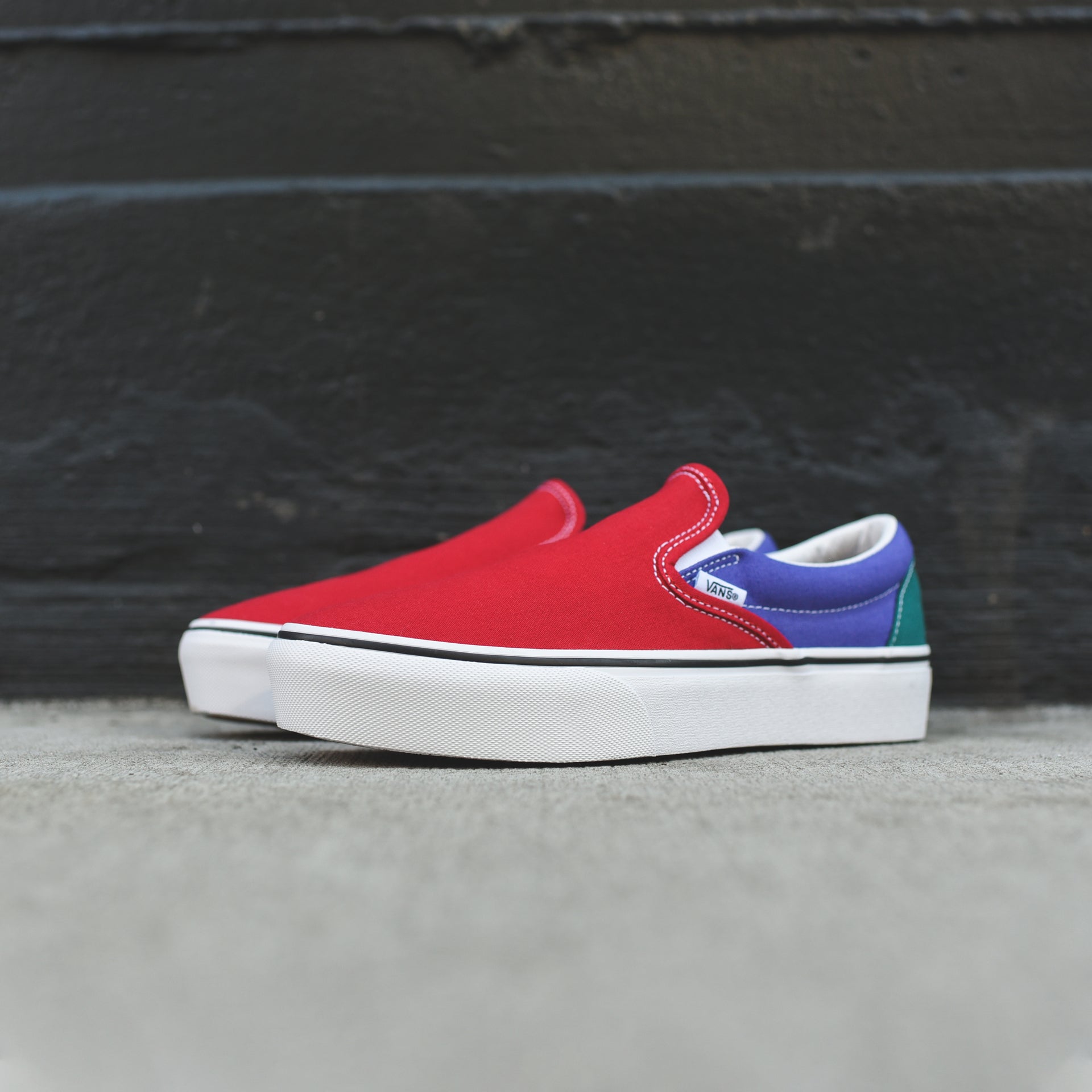 Vans Classic Slip-On Platform Tri-Block - Tango Red / Liber