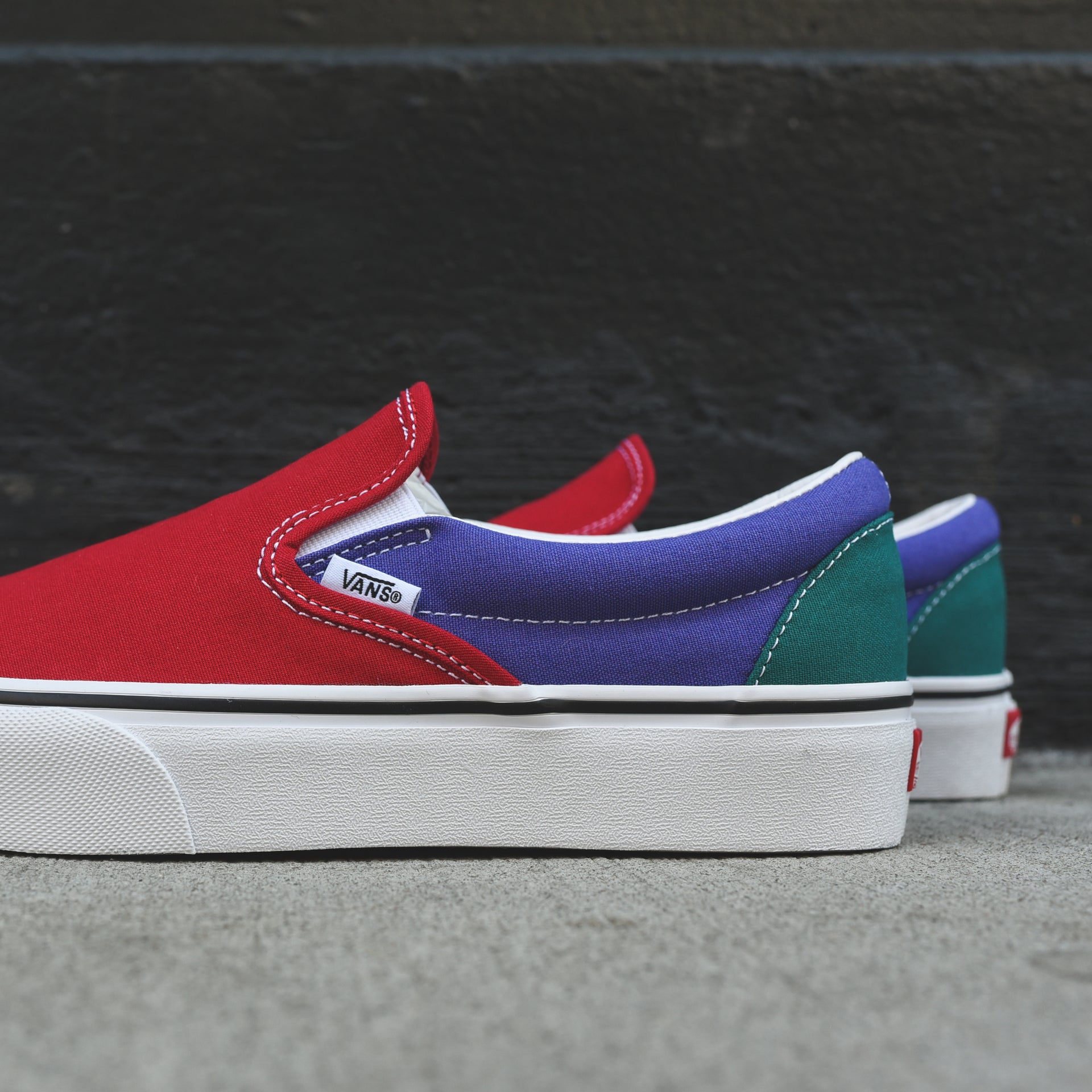 Vans Classic Slip-On Platform Tri-Block - Tango Red / Liber
