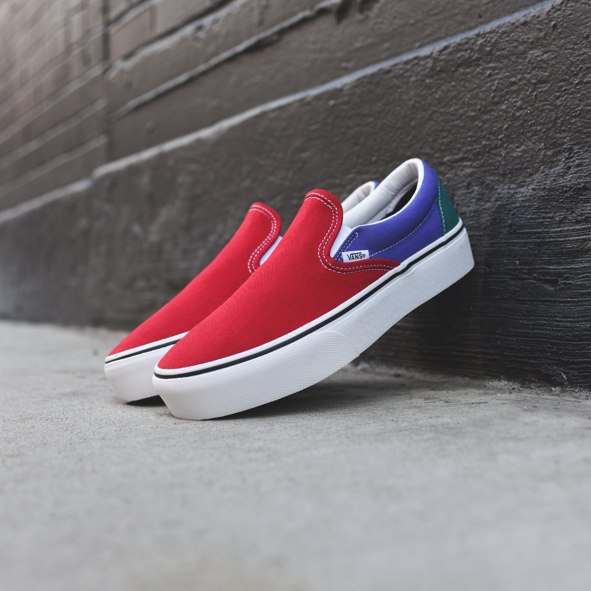 Vans Classic Slip-On Platform Tri-Block - Tango Red / Liber