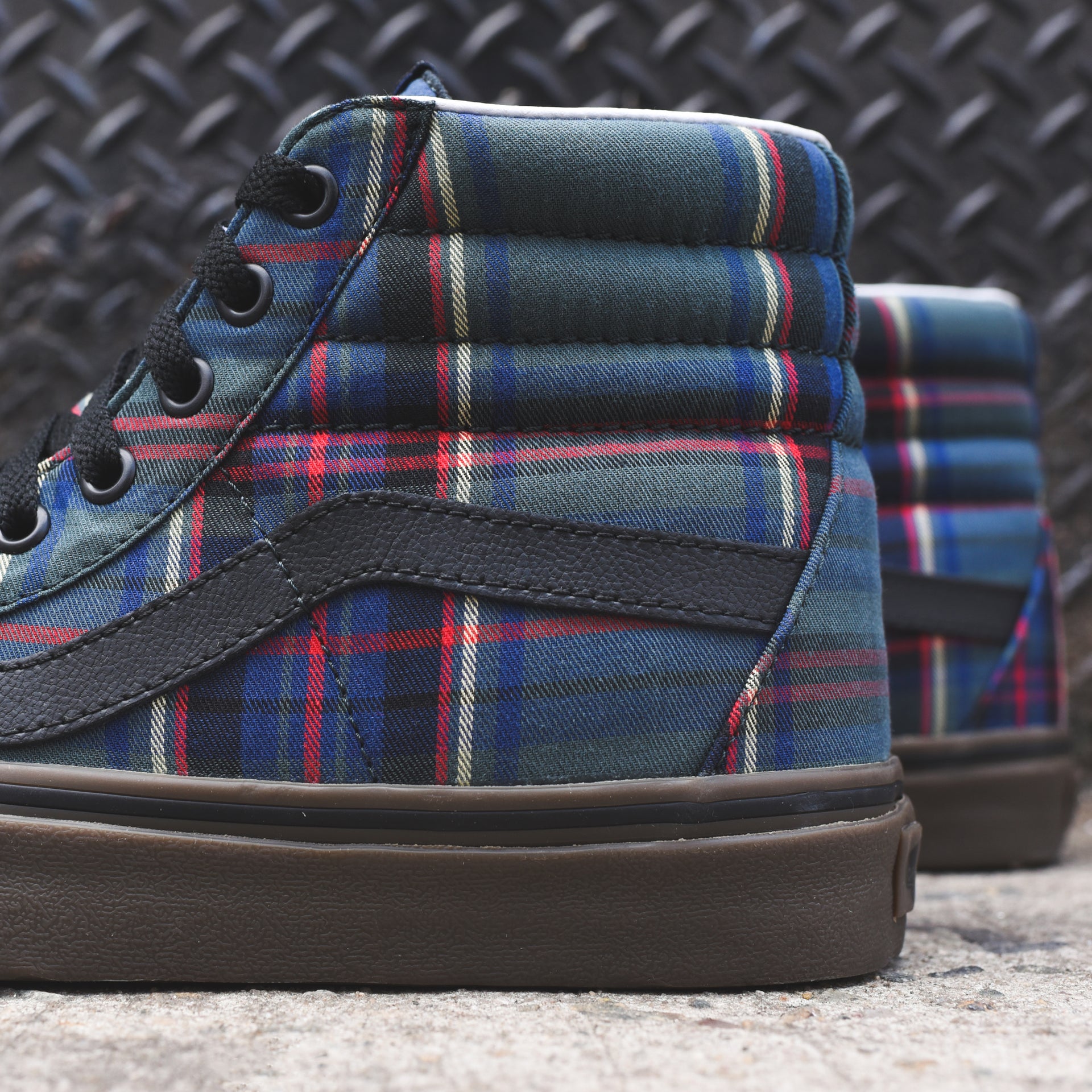 Vans Sk8-Hi - Green Plaid / Gum