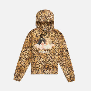 Leopard-print cotton jersey hoodie