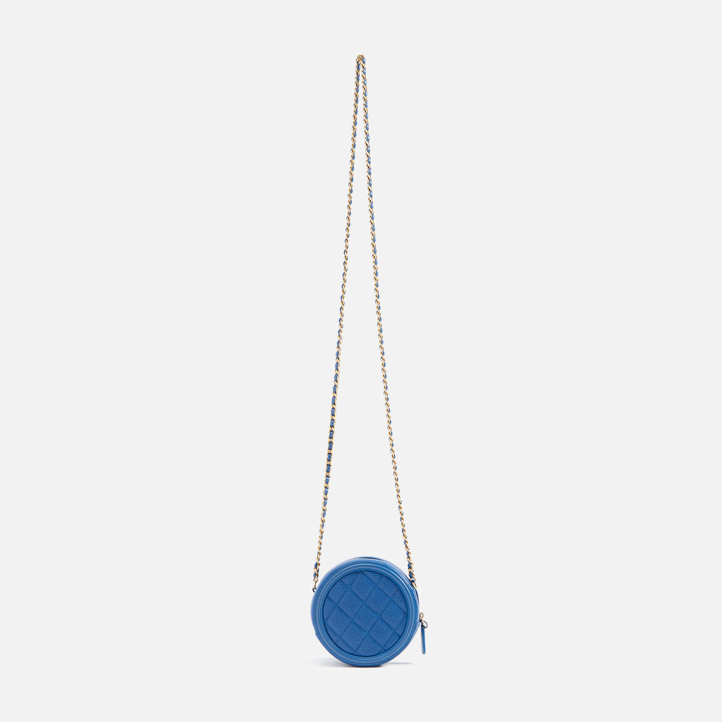 WGACA Chanel Caviar Filigree Round Chain Crossbody Bag - Blue – Kith
