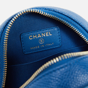 Chanel Small Zip Pouch Purse in Metallic Blue Caviar with Gold Hardware -  SOLD