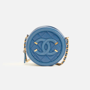 WGACA Chanel Caviar Filigree Round Chain Crossbody Bag - Blue
