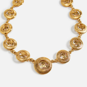 WGACA Chanel Sunburst Coin Necklace - Gold
