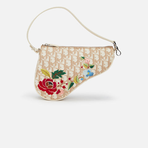 Christian Dior Pre-owned Floral-Embroidered Saddle Bag