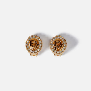 WGACA Dior Crystal Oval CD Earrings - Gold