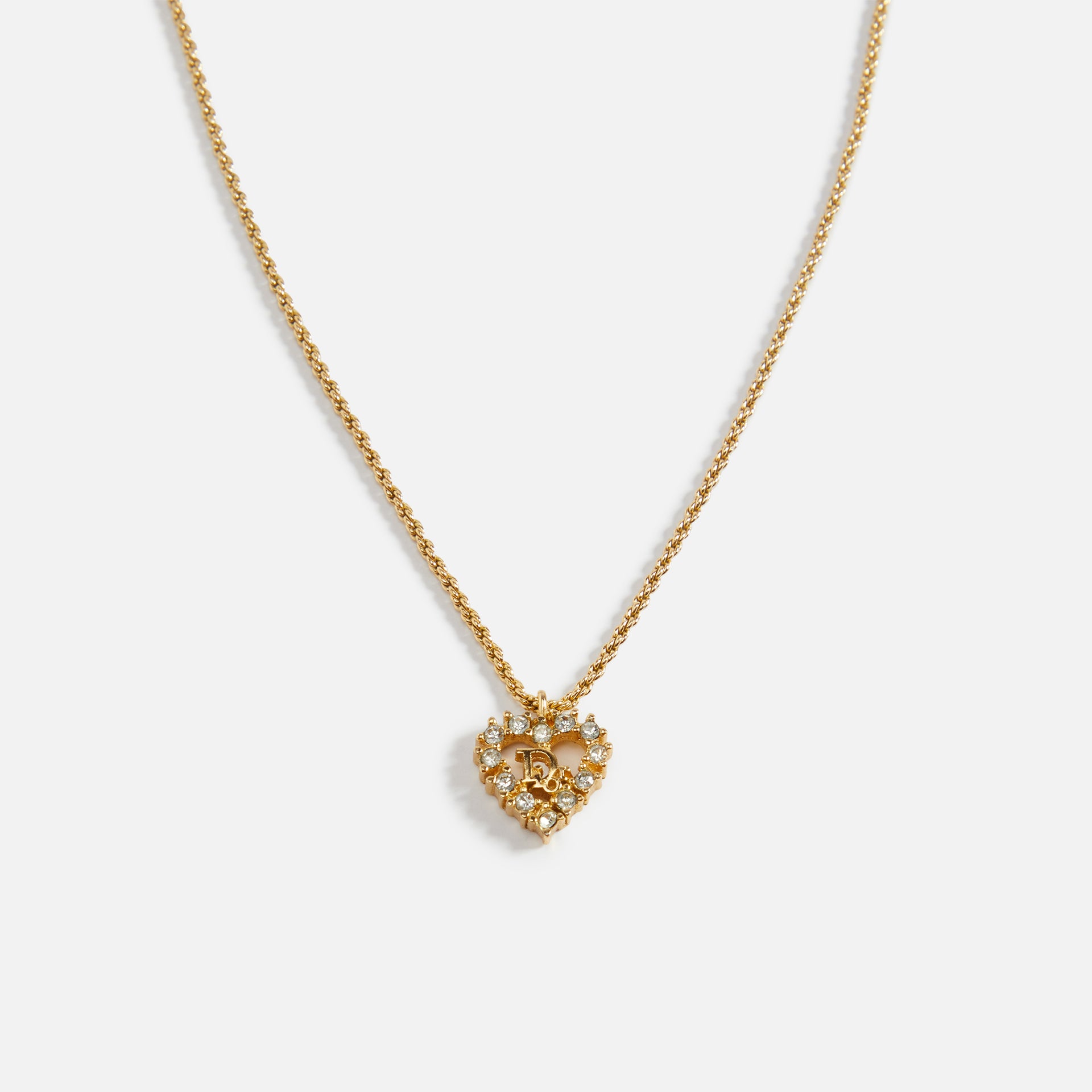 WGACA Dior Crystal Heart Neckace - Gold