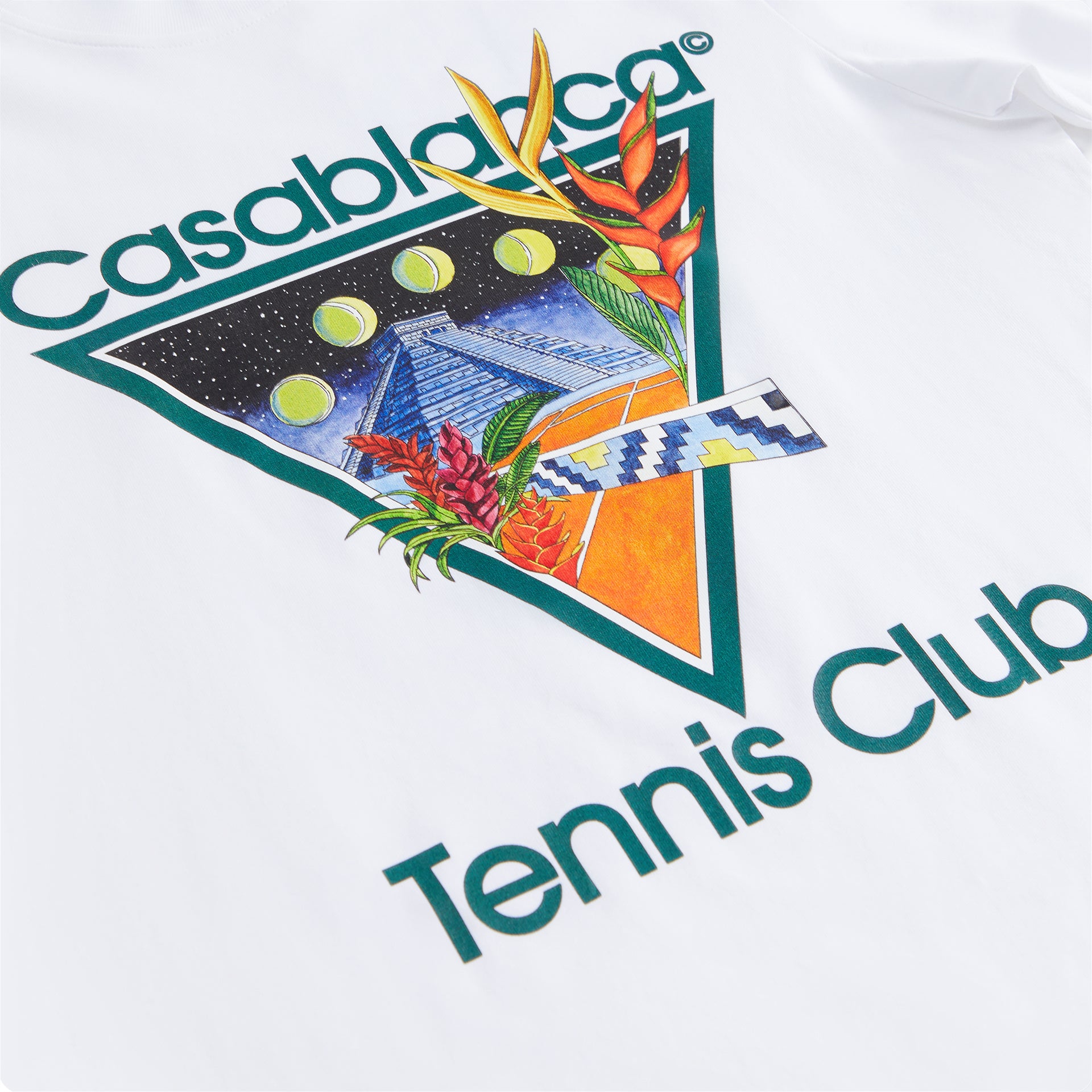 Casablanca Printed Tee in Tennis Club Icon - White