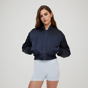 Kith Women Landry Cropped Satin Bomber - Placid