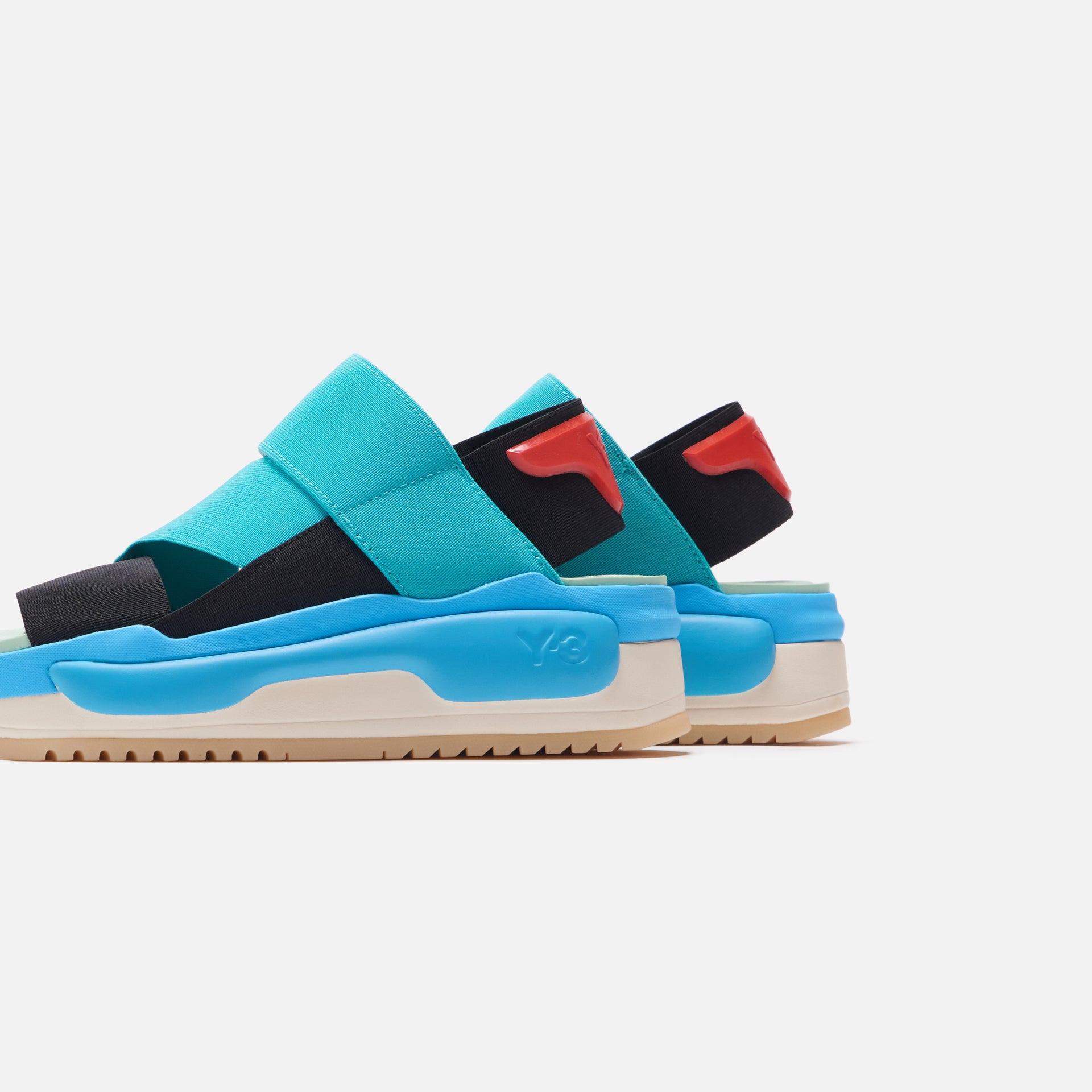 Y-3 Hokori Sandal - Black / Vivid Mint / Bright Cyan