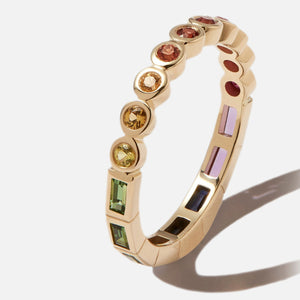Yvonne Leon River Baguette Ring - Yellow Gold / Rainbow
