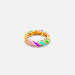 Yvonne Leon Diamond Torsade Twist Ring - Yellow Gold / Rainbow