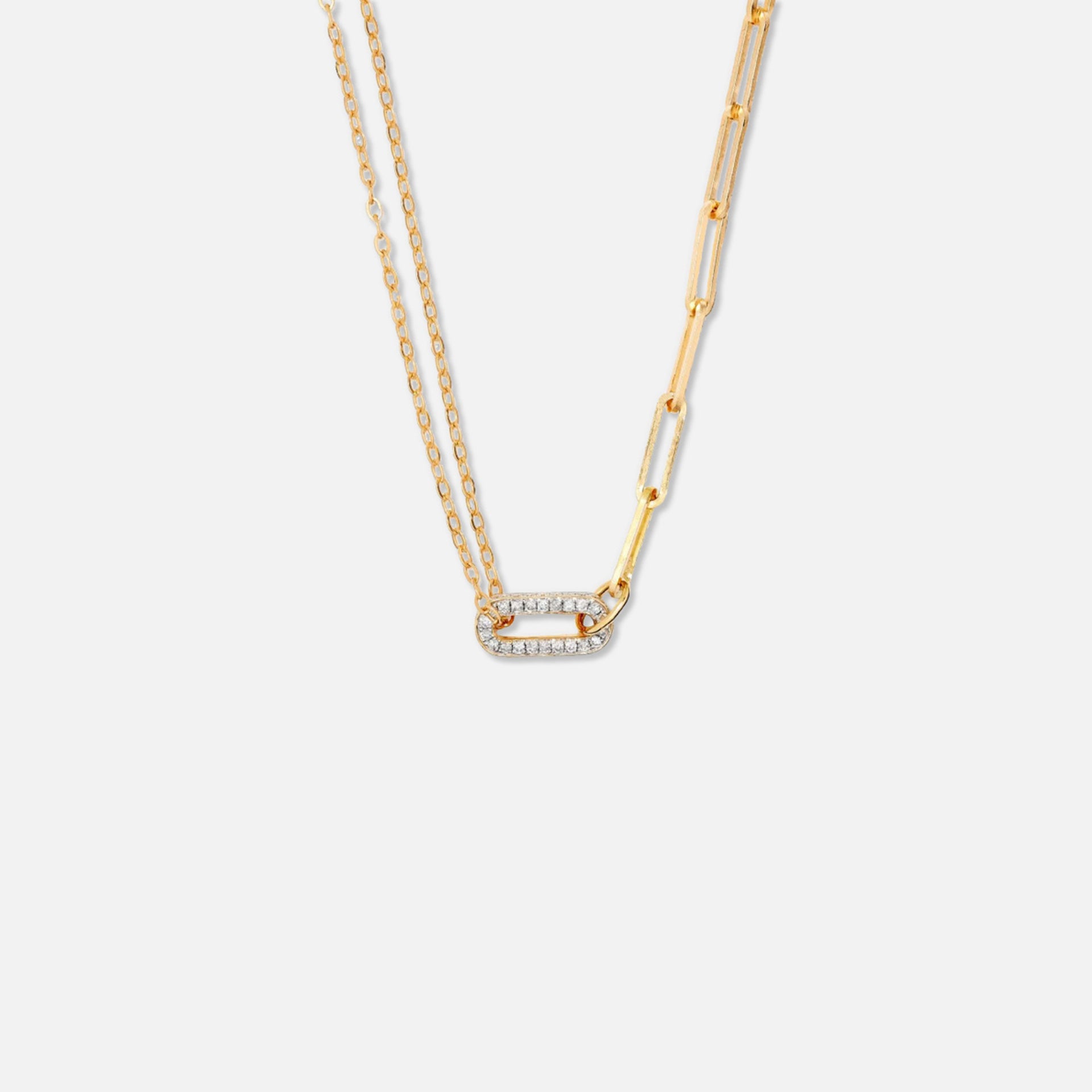 Yvonne Leon Solitaire Diamonds Link Loop Necklace