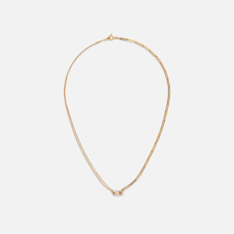 Yvonne Leon Solitaire Diamonds Link Loop Necklace