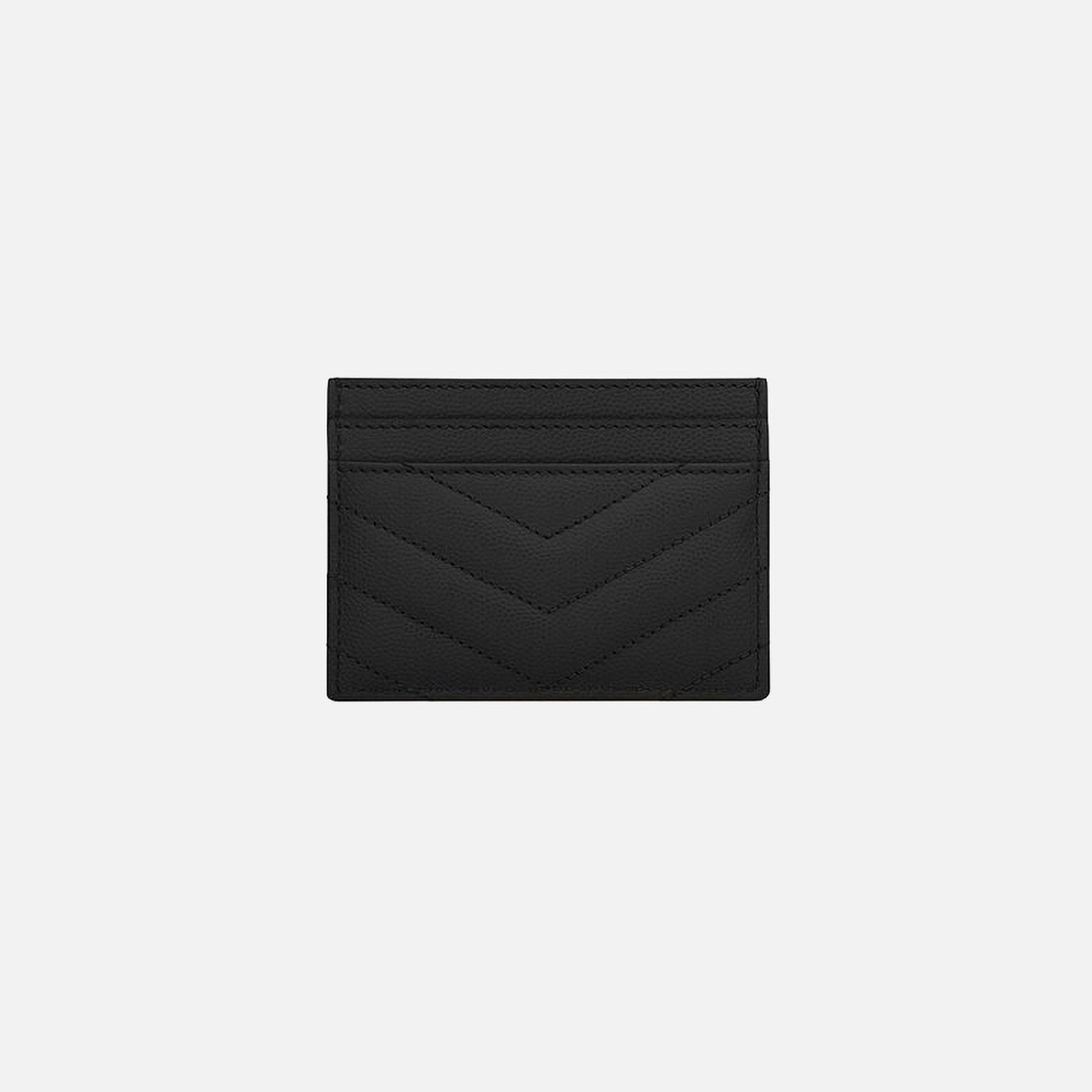 Saint Laurent YSL Credit Card Holder Chevron - Black