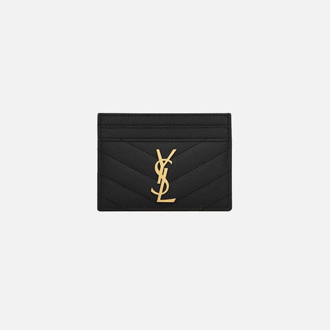 Saint Laurent YSL Credit Card Holder Chevron - Black