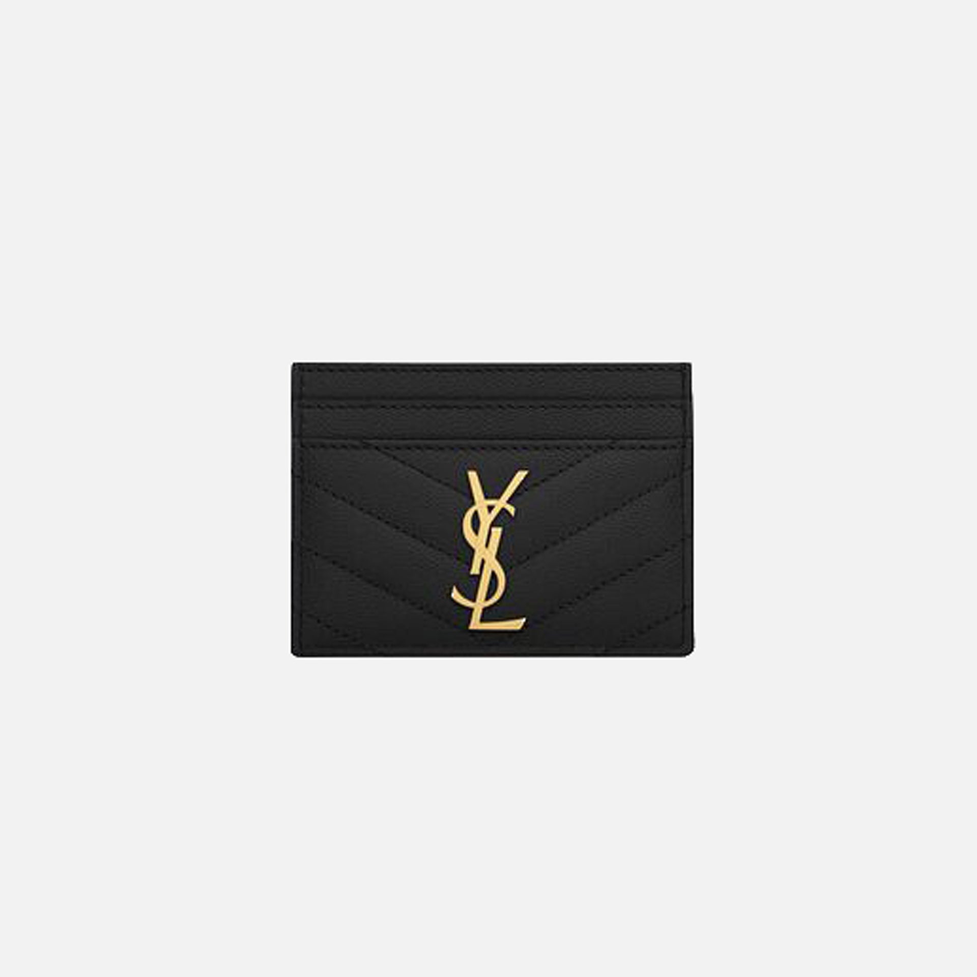 Saint Laurent Monogram YSL Matelesse Credit Card Case - Black